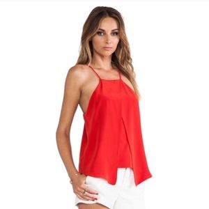 Milly Crossover Tank Red Silk Size 4